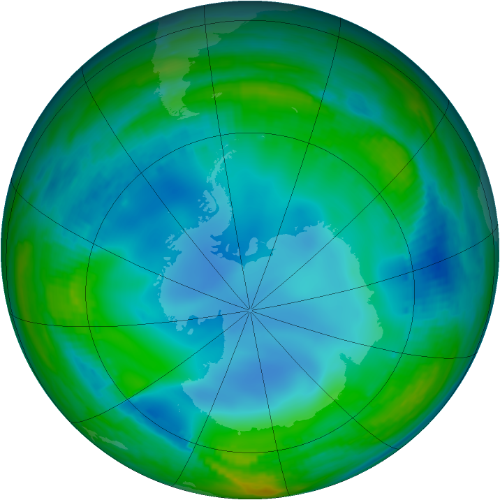 Antarctic ozone map for 07 July 2000